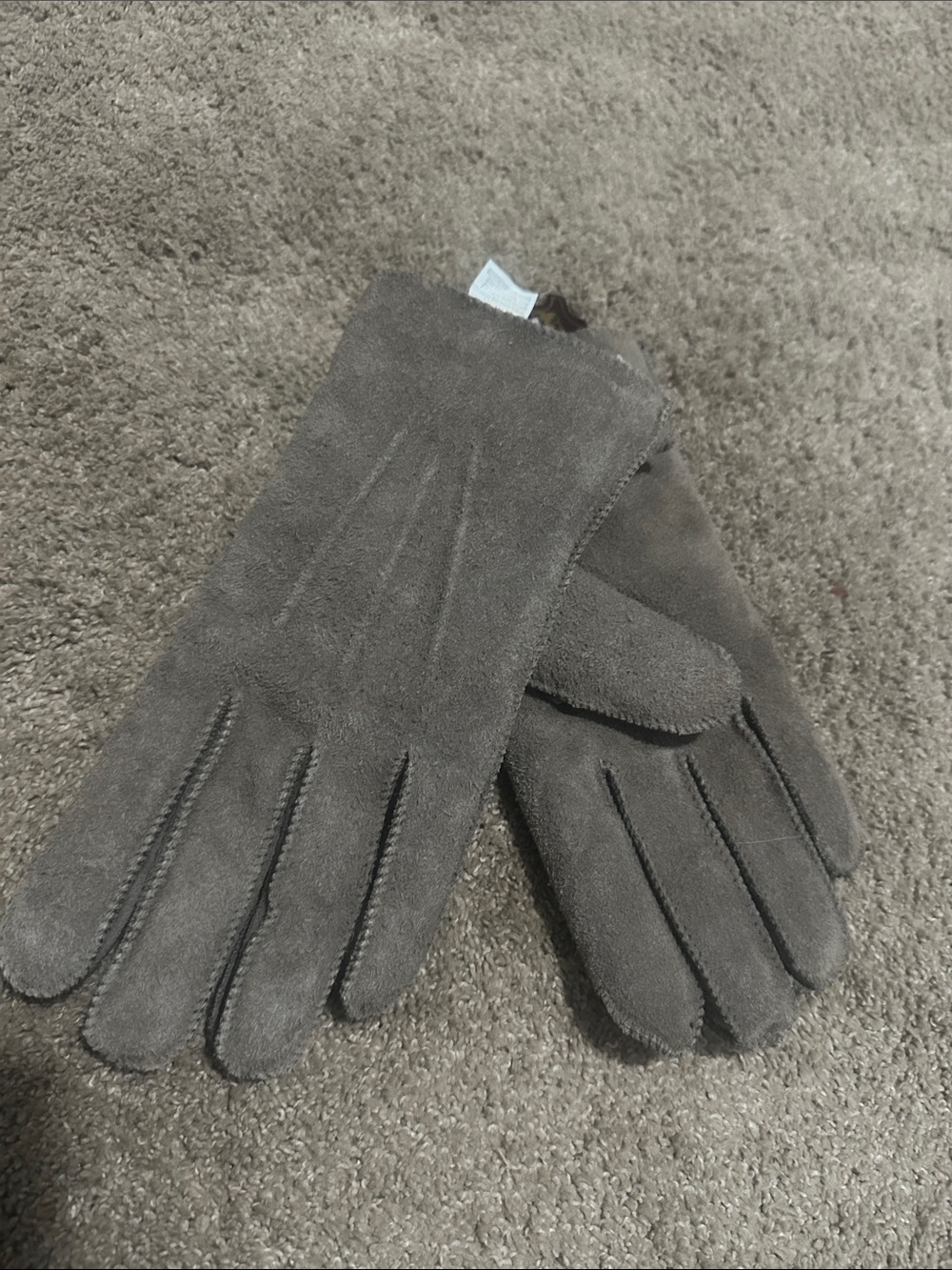 Men's Gray Suede Leather Gloves - Classic Winter Accessory